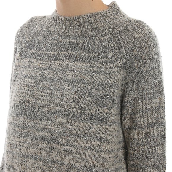 WEEKEND MAX MARA Vivetta Sequined Wool blend Cocktail Raglan Sweater Pullover 8 - Picture 3 of 16